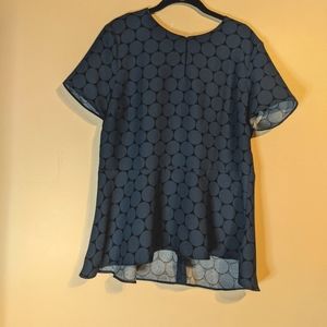 Ann Taylor Navy Blue Polka Dot Blouse